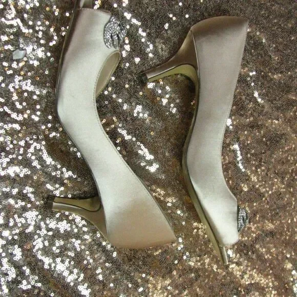 NIB Nina satin champagne kitten heels 9.5 - Picture 6 of 10
